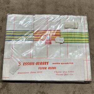 NWT Vintage Fleur Bleue French Tea Towels – Métis Linen Cotton – Set of 3